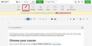 screen capture of content tab on the CMS
