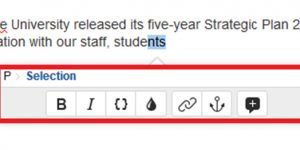 Screen capture of in line text editing tool.