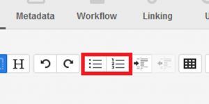 Screen capture of numbered and bulleted lists.