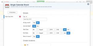 screen capture of event creation. name, date and time