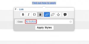 screen capture of inserting cta button style