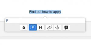 screen capture of selecting text for hyperlinking