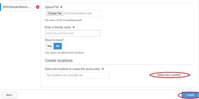 CMS screen capture select location and create