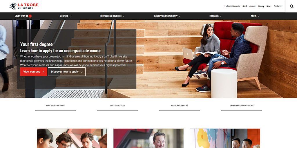 screen capture of La Trobe's study with us website