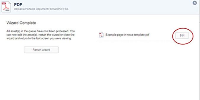 CMS screen capture of the document creation wizard