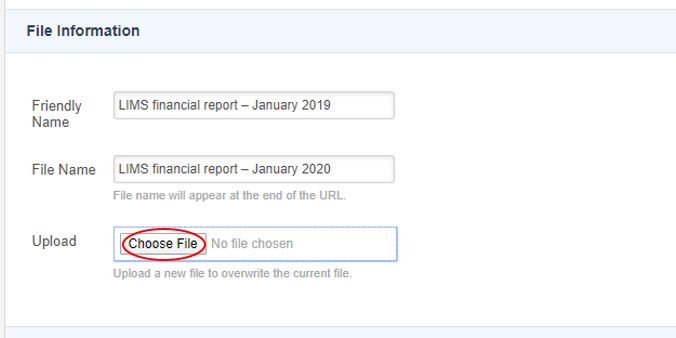 CMS screen capture upload new document