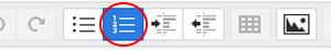 screen capture of WYSIWYG ordered list icon