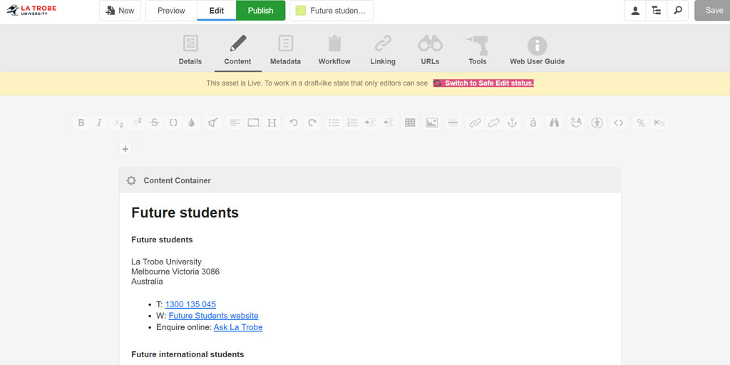 screen captures of page prepared to be nested