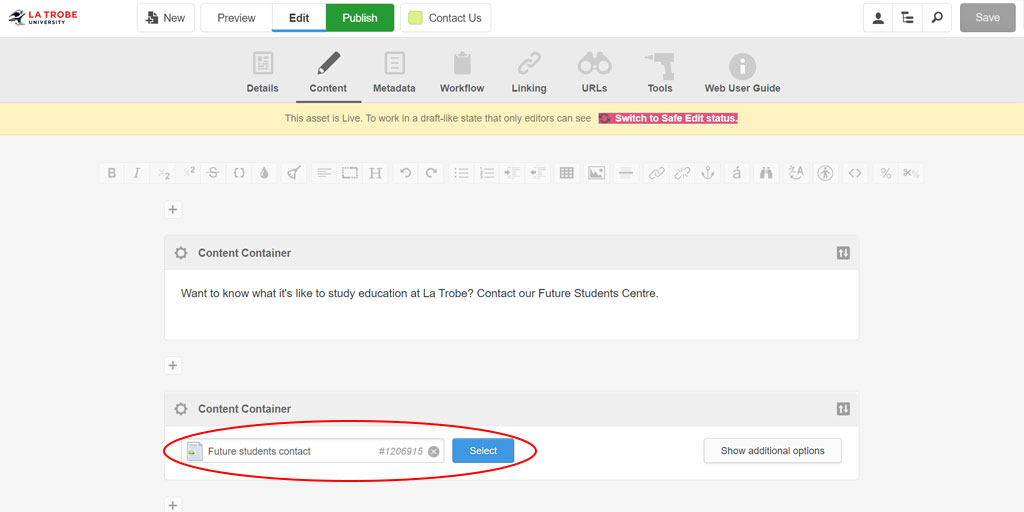 screen capture nesting using the nested content function