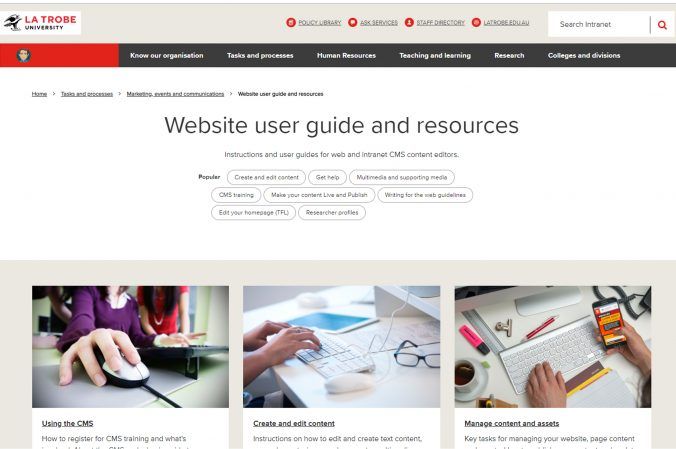 screenshot of the web user guide
