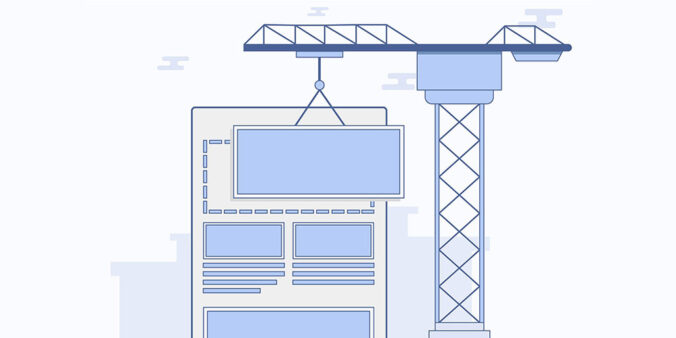 illustration crane dropping item on webpage