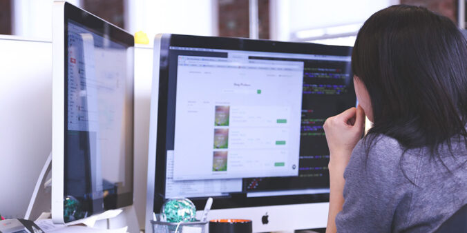 person looking computer